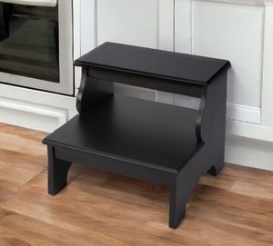18" Dark Brown Solid and Manufactured Wood Footstool