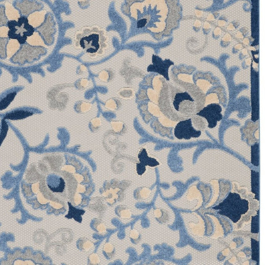 10' X 13' Blue And Gray Indoor Outdoor Area Rug