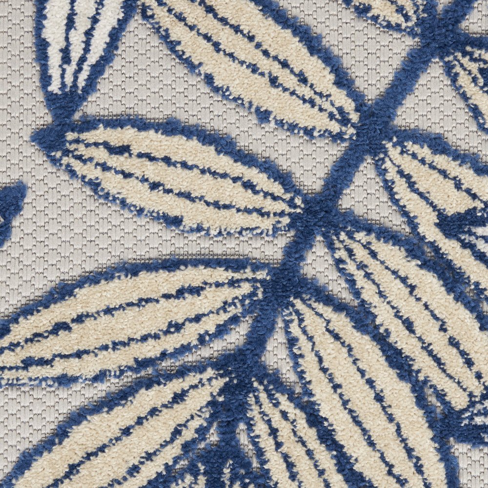3' X 4' Ivory And Blue Indoor Outdoor Area Rug