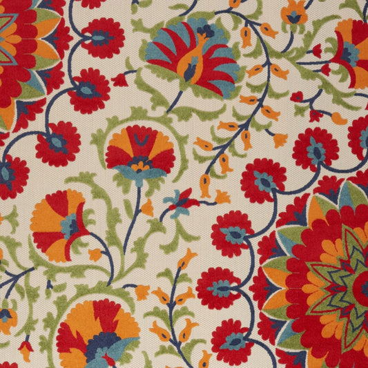 9' X 12' Red And Ivory Indoor Outdoor Area Rug