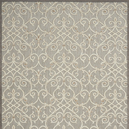 10' X 13' Gray And Ivory Indoor Outdoor Area Rug