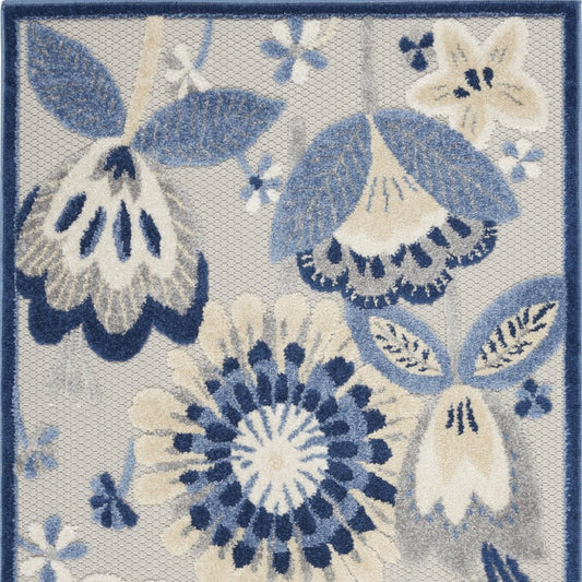 3' X 4' Blue And Gray Indoor Outdoor Area Rug