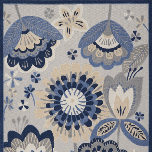 9' X 12' Blue And Gray Indoor Outdoor Area Rug