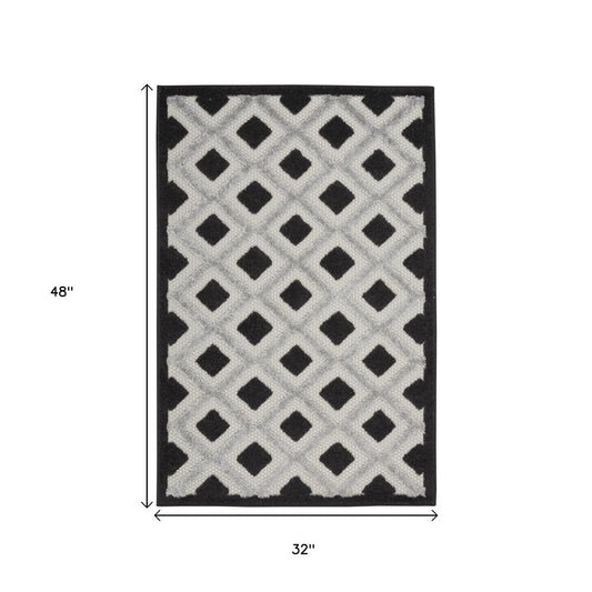 3' X 4' Black And White Indoor Outdoor Area Rug