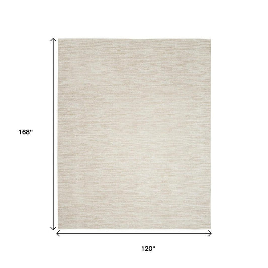 10' X 14' Beige And Ivory Indoor Outdoor Area Rug