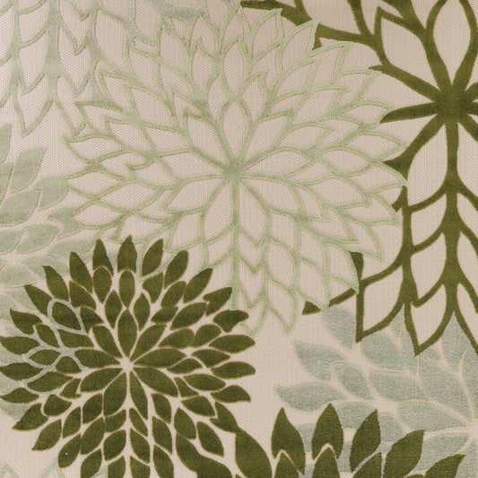 9' X 12' Ivory And Green Floral Indoor Outdoor Area Rug