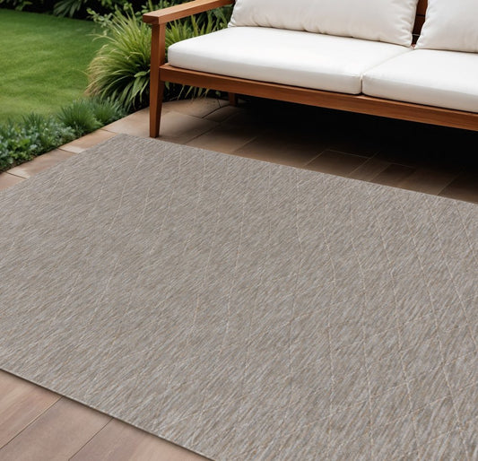 9' X 12' Gray And Light Gray Geometric Indoor Outdoor Area Rug