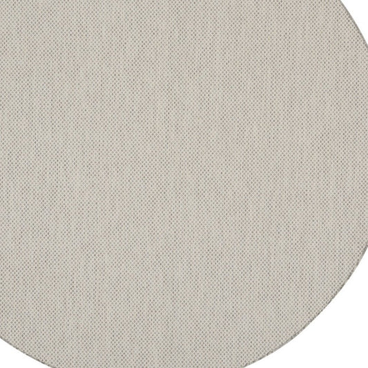 10' Ivory And Gray Round Geometric Indoor Outdoor Area Rug