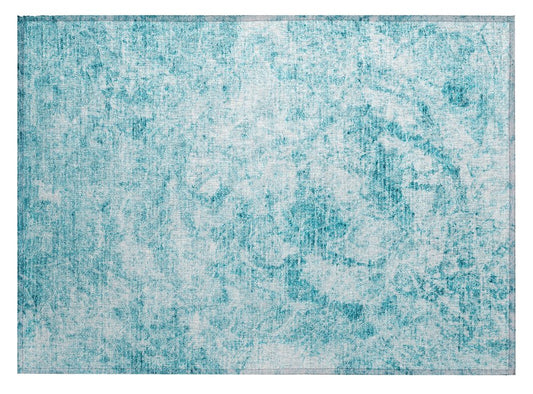 2' X 3' Teal Abstract Washable Non Skid Indoor Outdoor Area Rug