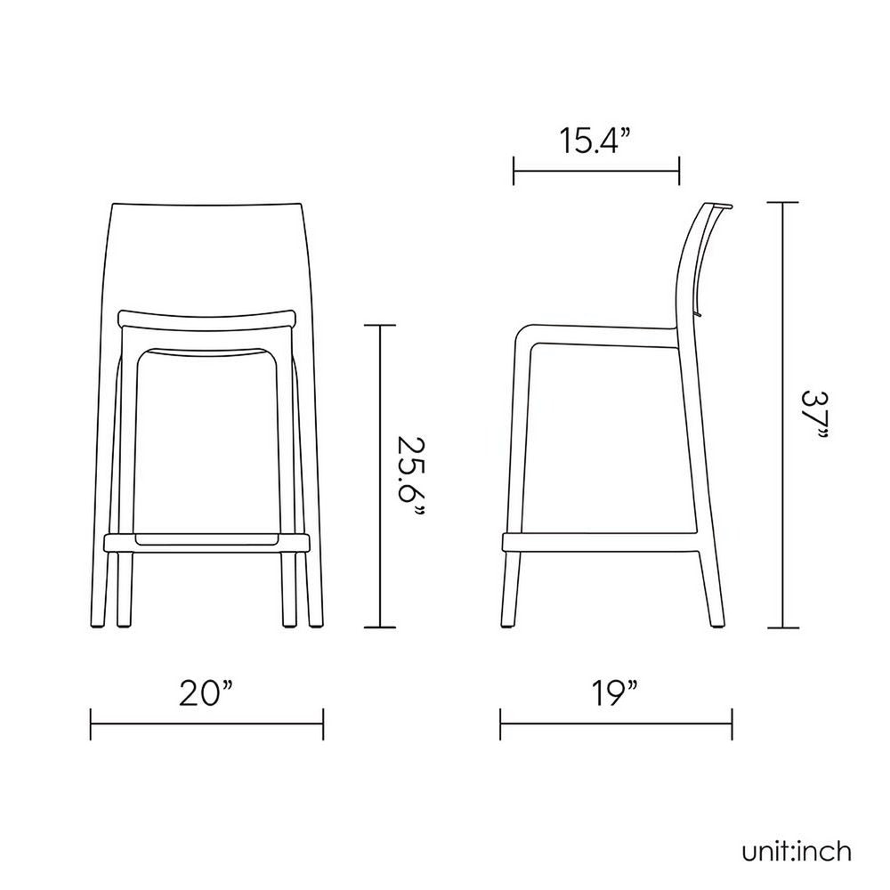 Set of Two 26" White Faux Rattan Low Back Outdoor Counter Height Bar Chairs