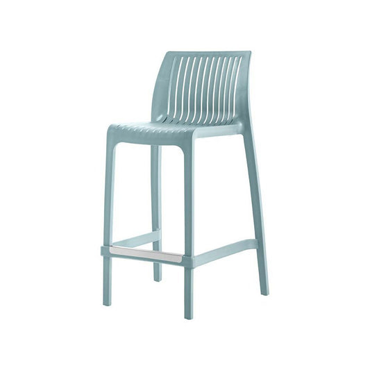 Set of Two 26" Baby Blue Heavy Duty Plastic Low Back Outdoor Counter Height Bar Chairs