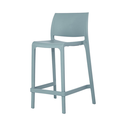 Set of Two 26" Baby Blue Heavy Duty Plastic Low Back Outdoor Counter Height Bar Chairs