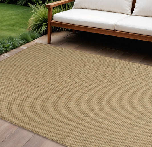 10' X 14' Tan Geometric Indoor Outdoor Area Rug