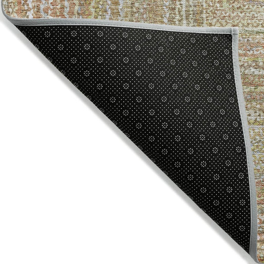9' X 12' Tan Beige And Gold Geometric Washable Indoor Outdoor Area Rug