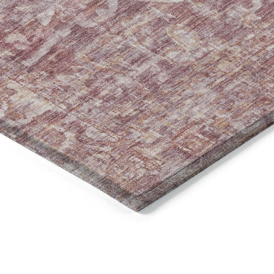 10' X 14' Rust And Ivory Floral Medallion Washable Indoor Outdoor Area Rug