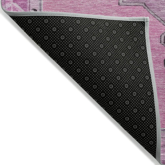 10' X 14' Pink And Blush Geometric Washable Indoor Outdoor Area Rug