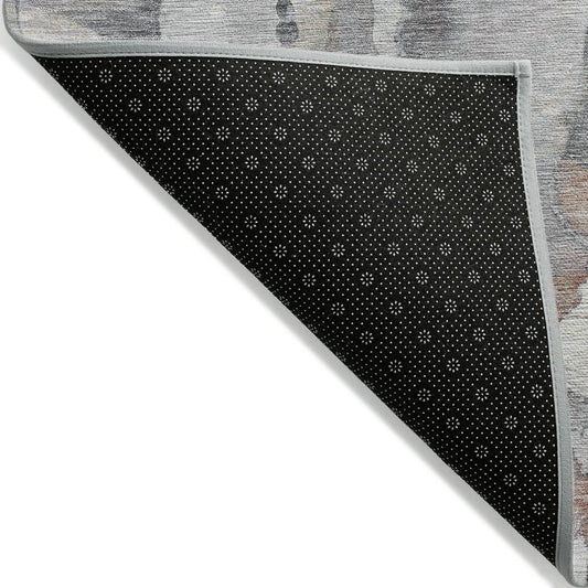 10' X 14' Copper And Gray Abstract Washable Indoor Outdoor Area Rug