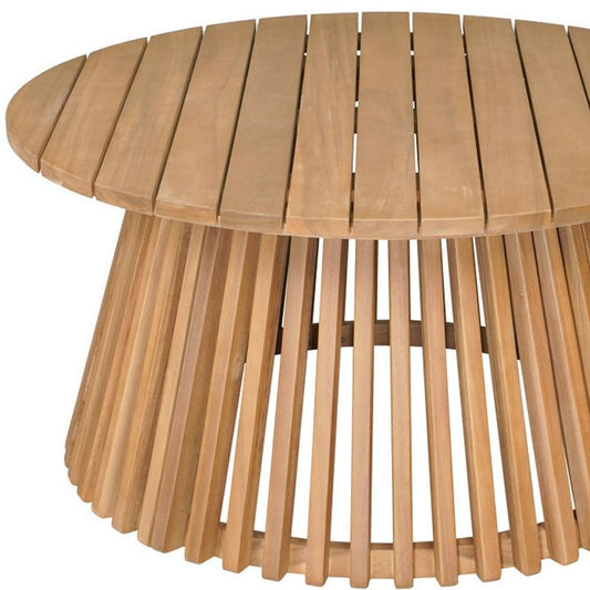 32" Natural Rounded Solid Wood Outdoor Coffee Table