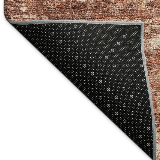 9' X 12' Rust And Beige Medallion Washable Indoor Outdoor Area Rug