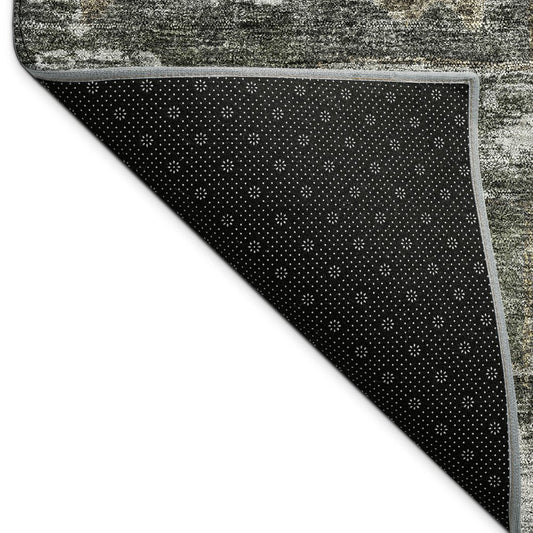 10' X 14' Pewter And Silver Medallion Washable Indoor Outdoor Area Rug