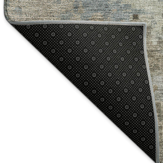 10' X 14' Beige Gray And Chocolate Abstract Washable Indoor Outdoor Area Rug