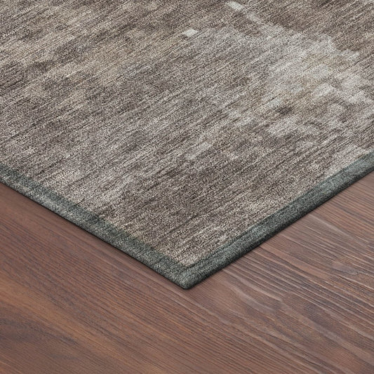 10' X 14' Brown And Ivory Abstract Washable Indoor Outdoor Area Rug