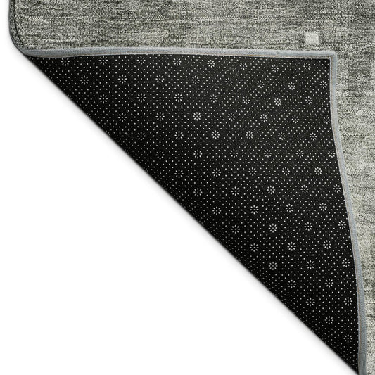 9' X 12' Pewter And Ivory Abstract Washable Indoor Outdoor Area Rug