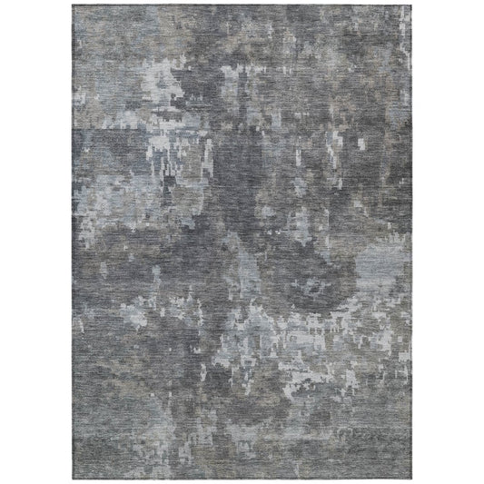 9' X 12' Taupe And Beige Abstract Washable Indoor Outdoor Area Rug