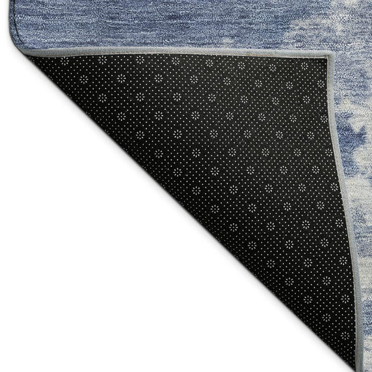 10' X 14' Navy Blue And Ivory Abstract Washable Indoor Outdoor Area Rug