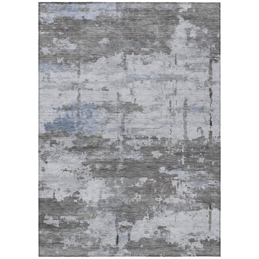 9' X 12' Taupe And Ivory Abstract Washable Indoor Outdoor Area Rug