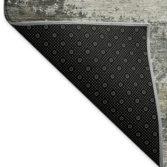 10' X 14' Gray And Silver Abstract Washable Indoor Outdoor Area Rug