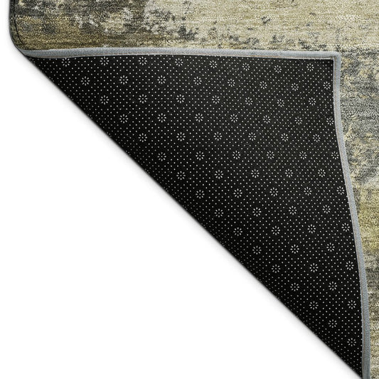 10' X 14' Pewter And Gray Abstract Washable Indoor Outdoor Area Rug