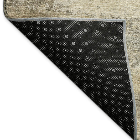 9' X 12' Taupe And Beige Abstract Washable Indoor Outdoor Area Rug