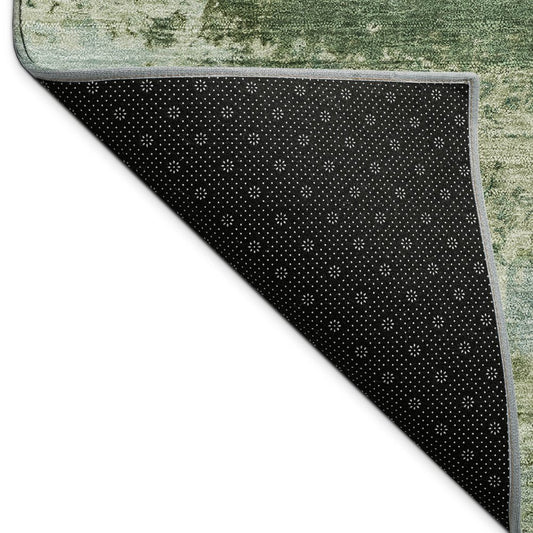 10' X 14' Green And Blue Abstract Washable Indoor Outdoor Area Rug