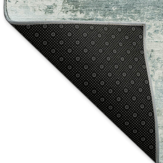 9' X 12' Sage And Ivory Abstract Washable Indoor Outdoor Area Rug