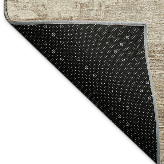 10' X 14' Coffee And Ivory Abstract Washable Indoor Outdoor Area Rug
