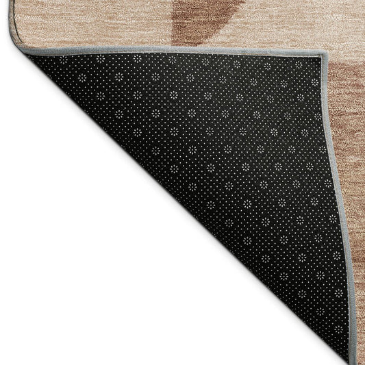 9' X 12' Blush And Wheat Geometric Washable Indoor Outdoor Area Rug