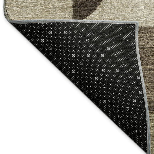 9' X 12' Brown And Beige Geometric Washable Indoor Outdoor Area Rug