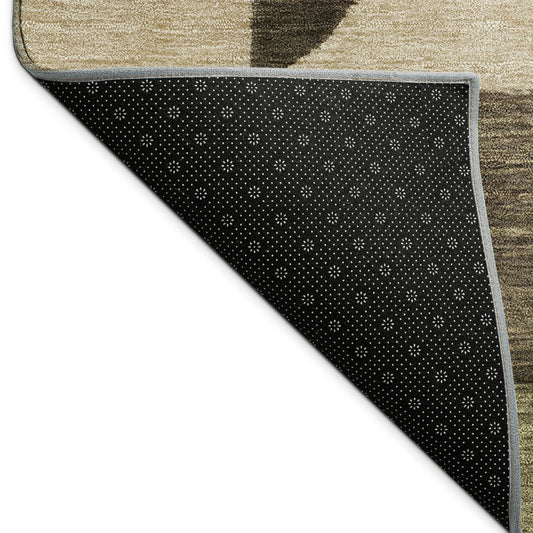 10' X 14' Fern Green And Gold Geometric Washable Indoor Outdoor Area Rug