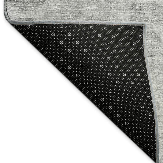 9' X 12' Gray And Silver Abstract Washable Indoor Outdoor Area Rug