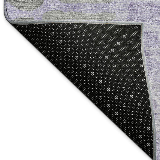 10' X 14' Purple And Gray Abstract Washable Indoor Outdoor Area Rug