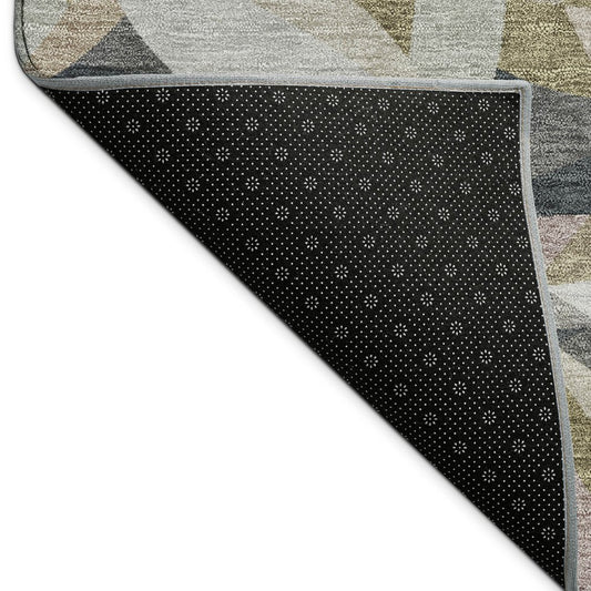 9' X 12' Khaki And Brown Floral Washable Indoor Outdoor Area Rug