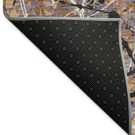 9' X 12' Rust Black And Ivory Abstract Washable Indoor Outdoor Area Rug