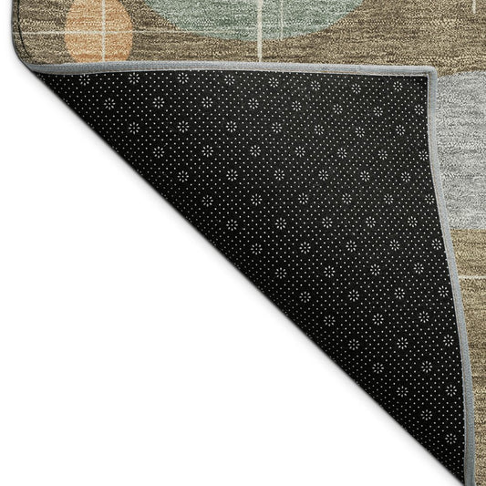 10' X 14' Chocolate Brown And Gray Geometric Washable Indoor Outdoor Area Rug