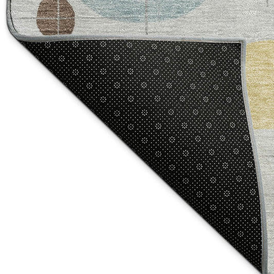 9' X 12' Silver Ivory And Brown Geometric Washable Indoor Outdoor Area Rug
