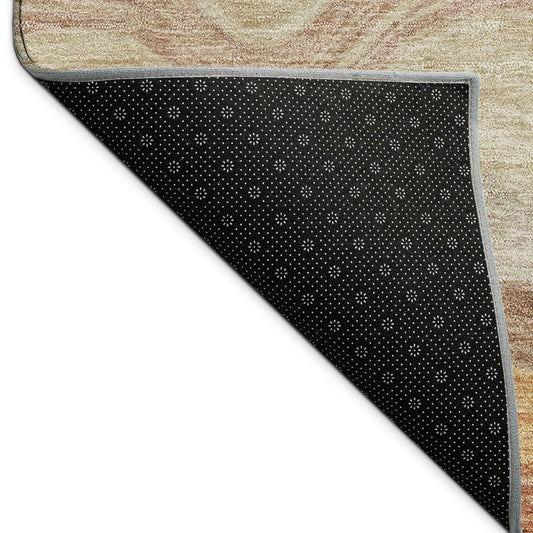 10' X 14' Copper Orange And Beige Striped Washable Indoor Outdoor Area Rug