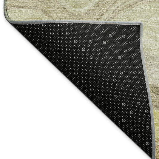 9' X 12' Wheat Khaki And Beige Striped Washable Indoor Outdoor Area Rug