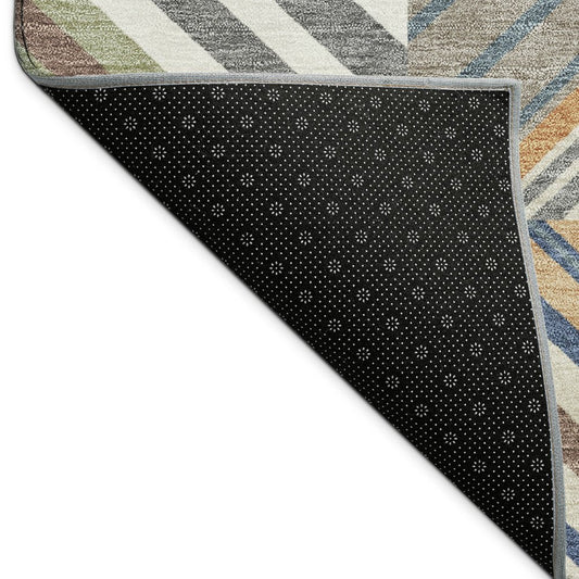 10' X 14' Copper Ivory And Blue Patchwork Washable Indoor Outdoor Area Rug