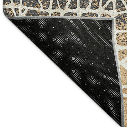 10' X 14' Copper Brown And Beige Geometric Washable Indoor Outdoor Area Rug