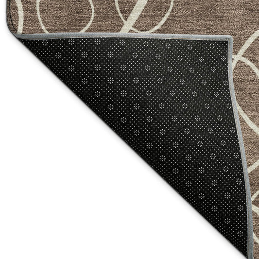 10' X 14' Brown And Beige Geometric Washable Indoor Outdoor Area Rug